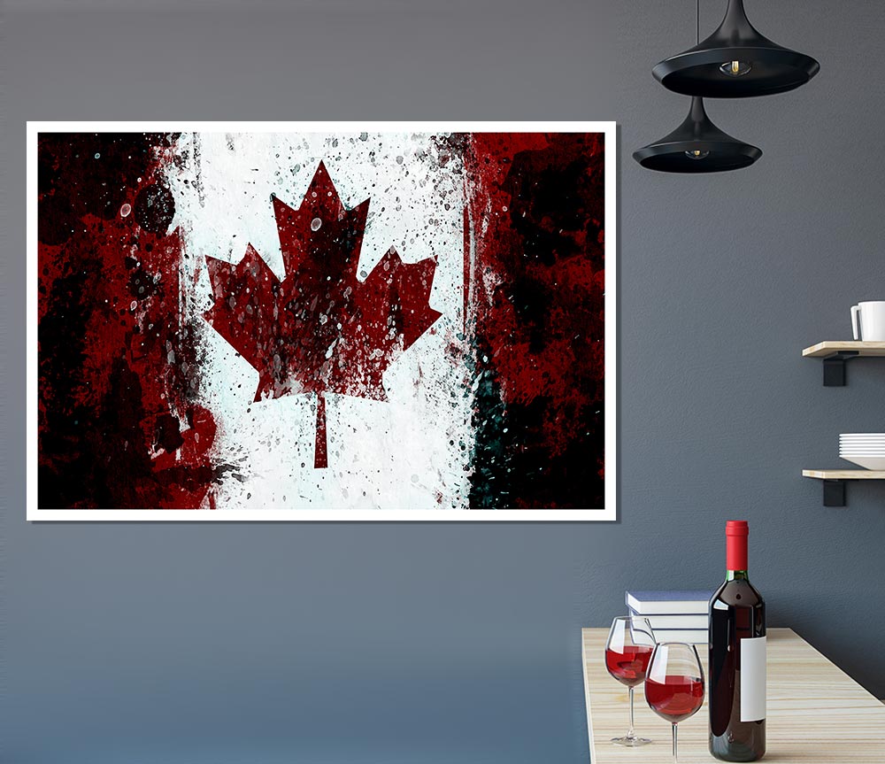 Canadian Grunge Flag Print Poster Wall Art