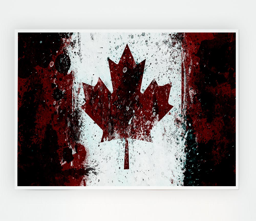 Canadian Grunge Flag Print Poster Wall Art