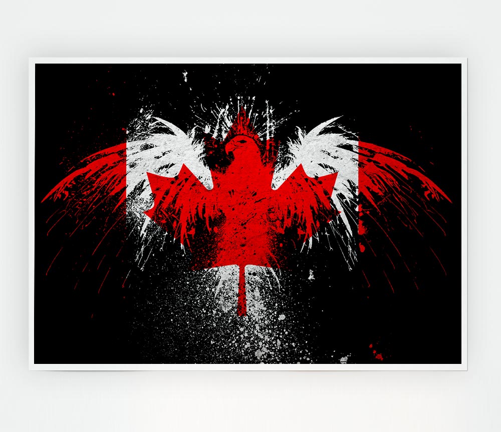 Canadian Eagle Flag Print Poster Wall Art