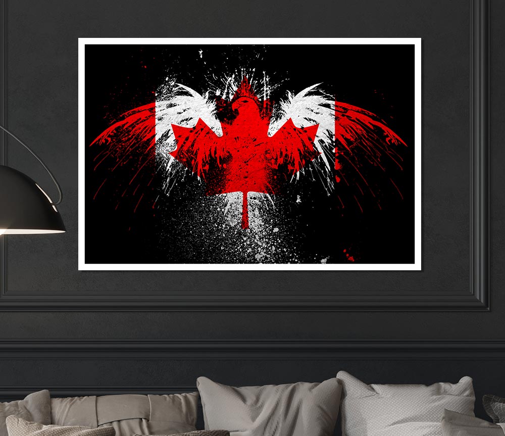 Canadian Eagle Flag Print Poster Wall Art