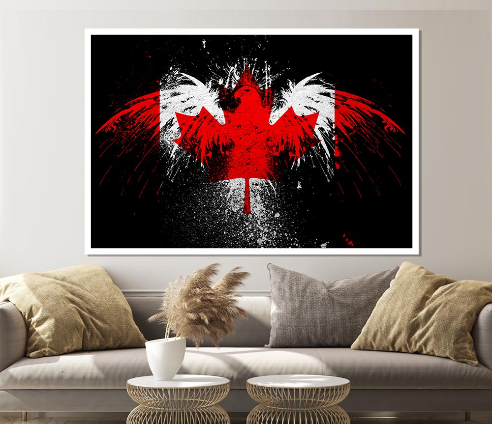 Canadian Eagle Flag Print Poster Wall Art