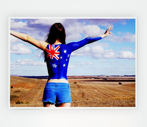 Australian Flag Woman Print Poster Wall Art