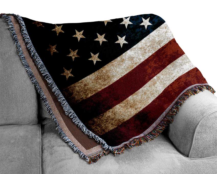 Grunge Flag Of America Woven Blanket