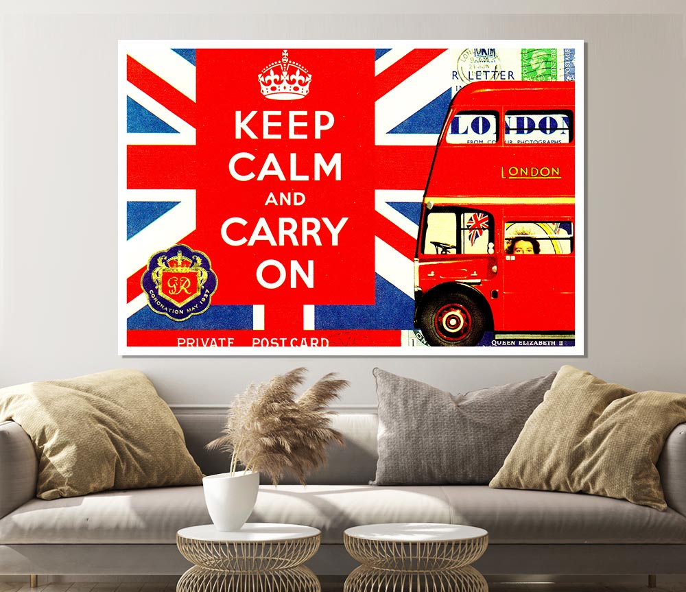 Uk Flag And Bus Print Poster Wall Art