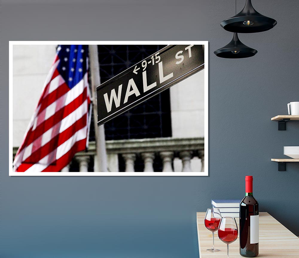 Wall Street Flag Print Poster Wall Art