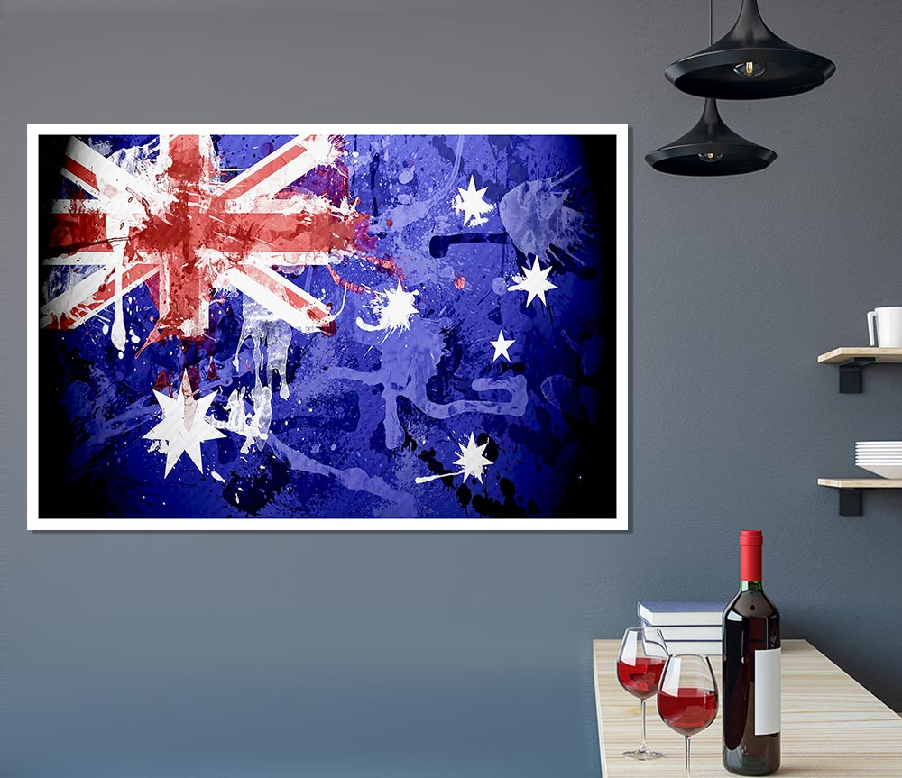 Australian Grunge National Flag Print Poster Wall Art