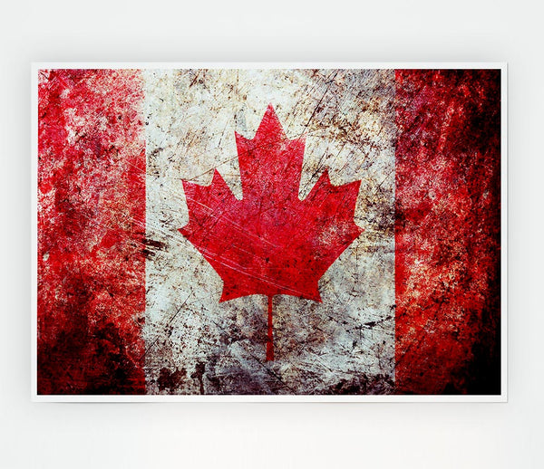 Canada Flag Grunge Print Poster Wall Art