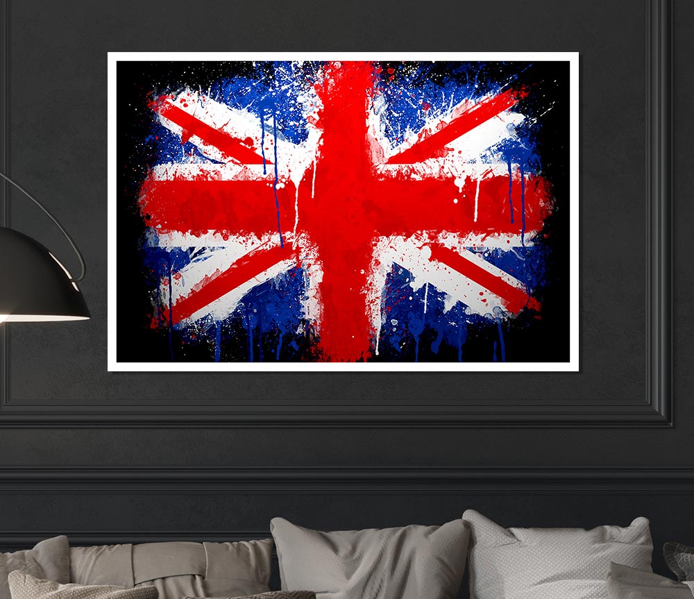 Grunge Flag Uk Print Poster Wall Art