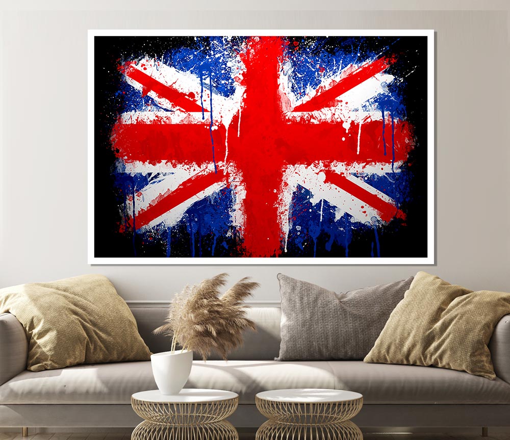 Grunge Flag Uk Print Poster Wall Art