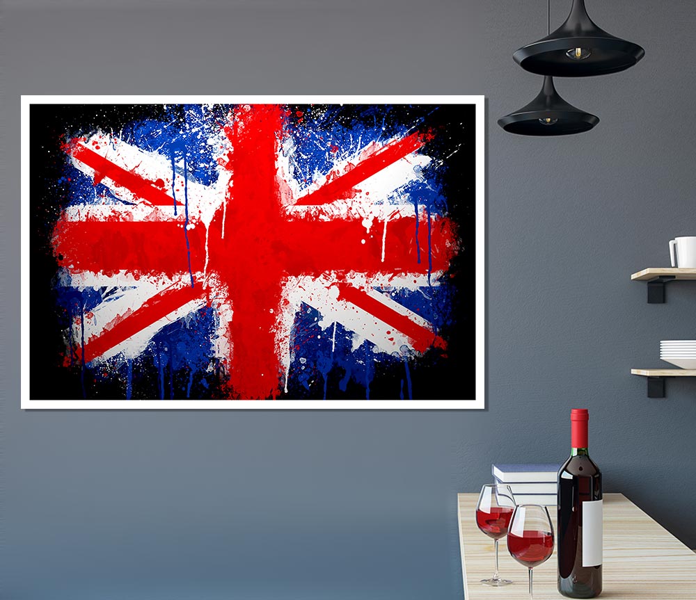 Grunge Flag Uk Print Poster Wall Art