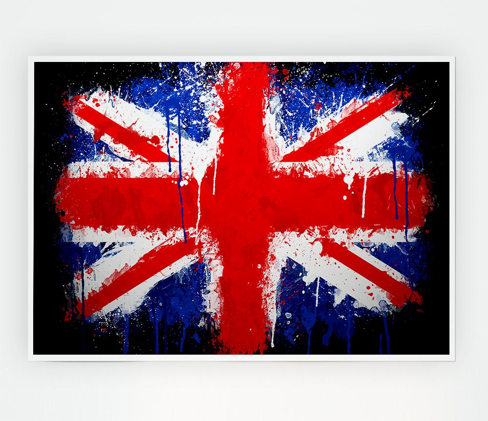 Grunge Flag Uk Print Poster Wall Art