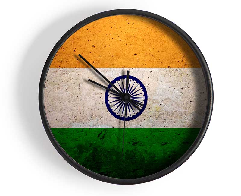 Indian Grunge Flag Clock - Wallart-Direct UK