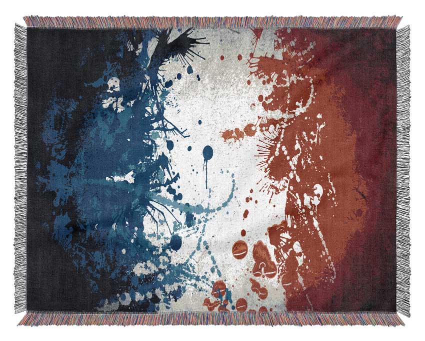 French Flag Grunge Woven Blanket