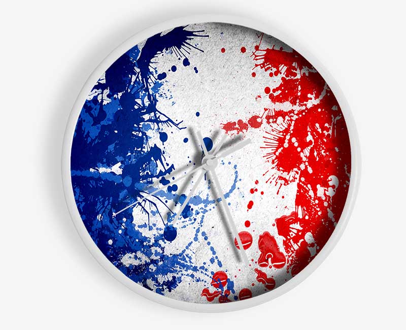 French Flag Grunge Clock - Wallart-Direct UK