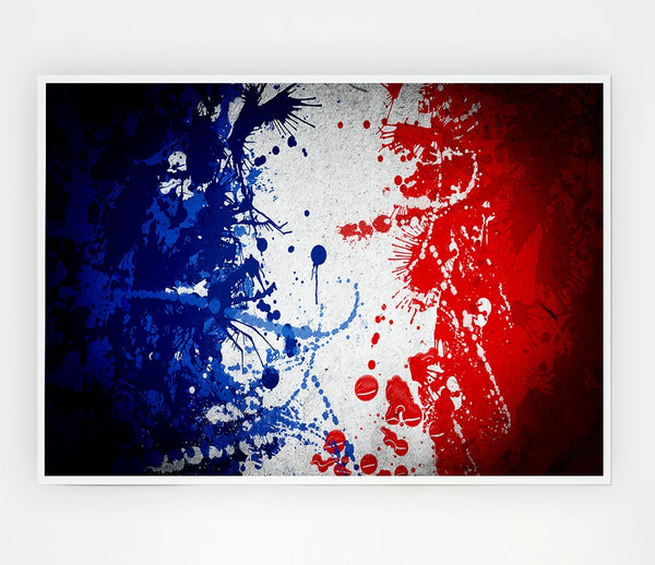 French Flag Grunge Print Poster Wall Art