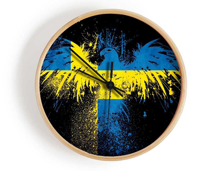 Swedish Flag Eagle Clock - Wallart-Direct UK