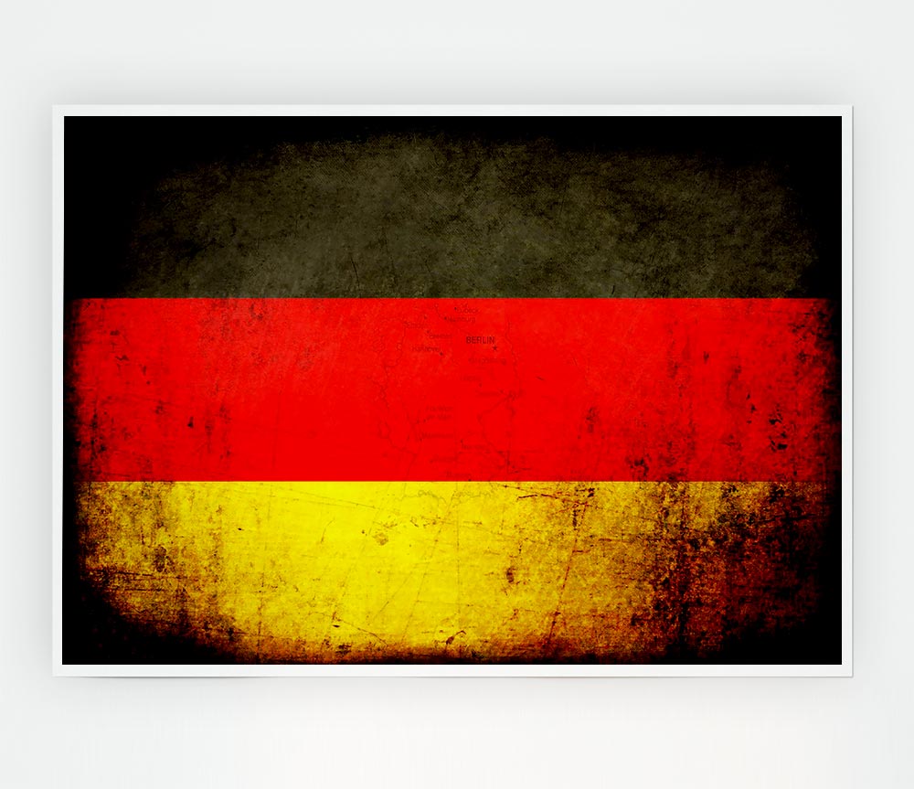 Germany Flag Grunge Print Poster Wall Art