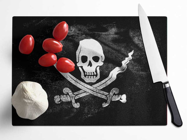 Skull And Crossbone Glass Chopping Board