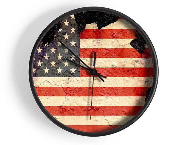 American Flag Cracked Clock - Wallart-Direct UK