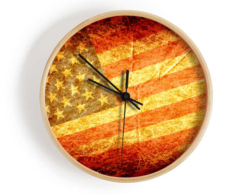 Stars And Stripes Grunge Clock - Wallart-Direct UK