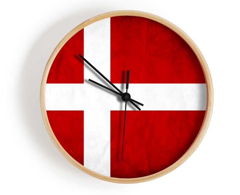 Denmark Flag Grunge Clock - Wallart-Direct UK