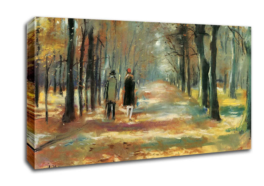 Picture of Lesser Ury Couple Walking In The Woods Wide Canvas Wall Art