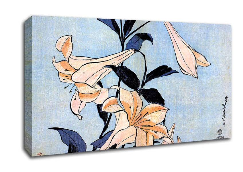 Picture of Hokusai Lilies Wide Canvas Wall Art