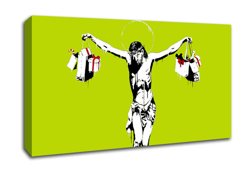 Picture of Thank Christ For Shopping Lime Wide Canvas Wall Art