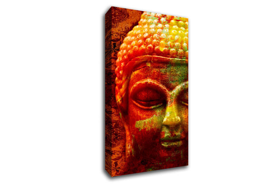 Picture of Retro Orange Yellow Buddha Wide Canvas Wall Art