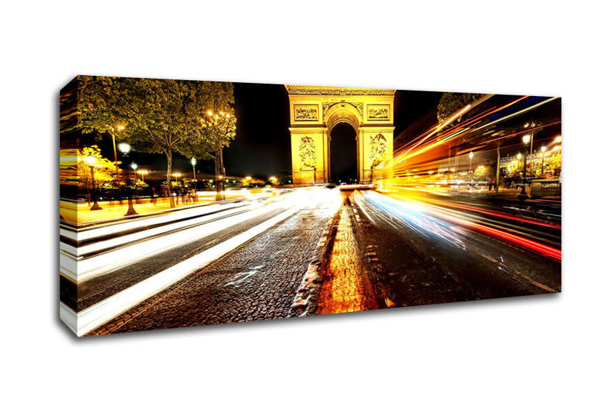 Picture of Arc De Triomphe At Night Panoramic Canvas Wall Art