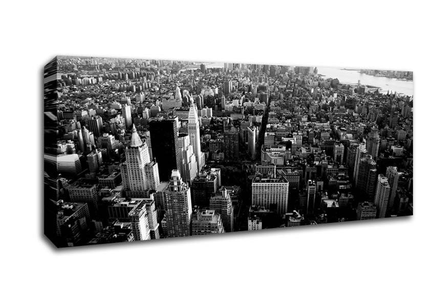 Picture of Ariel View Of Chicago B n W Panoramic Canvas Wall Art