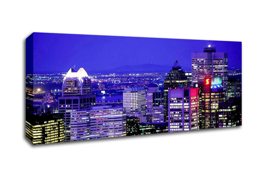 Picture of Blue City Nights Panoramic Canvas Wall Art