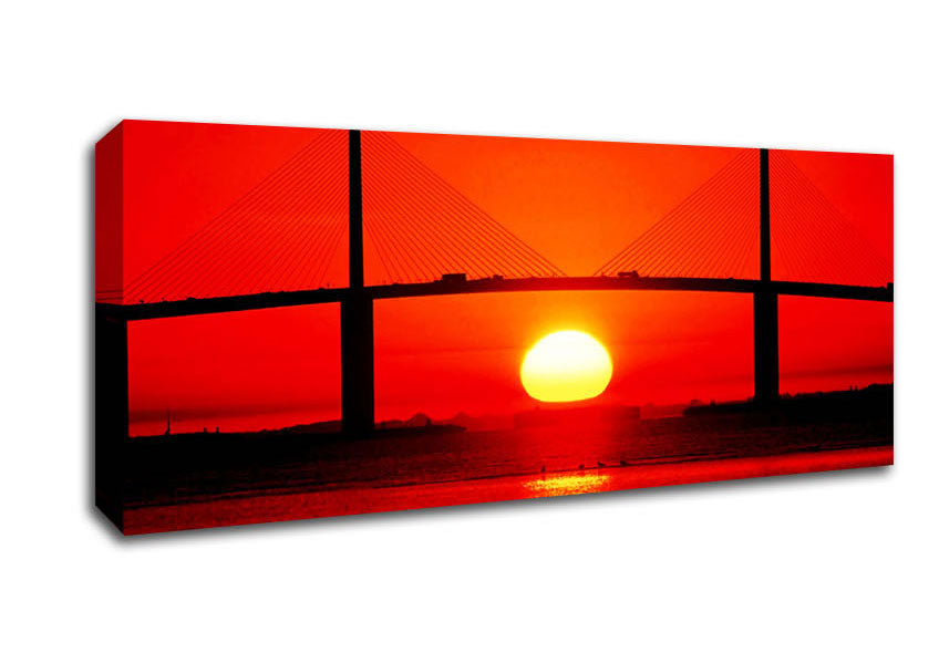 Picture of Bridge At Sundown Panoramic Canvas Wall Art