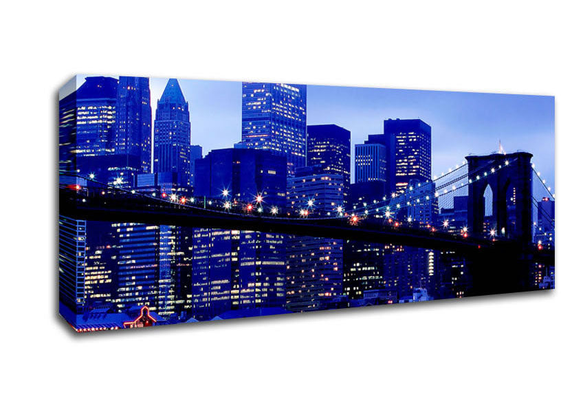 Picture of Brooklyn Bridge Blue Hue Panoramic Canvas Wall Art