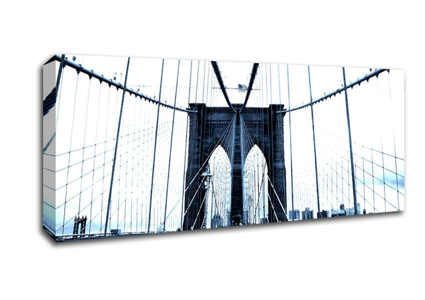 Picture of Brooklyn Bridge Blue Panoramic Canvas Wall Art