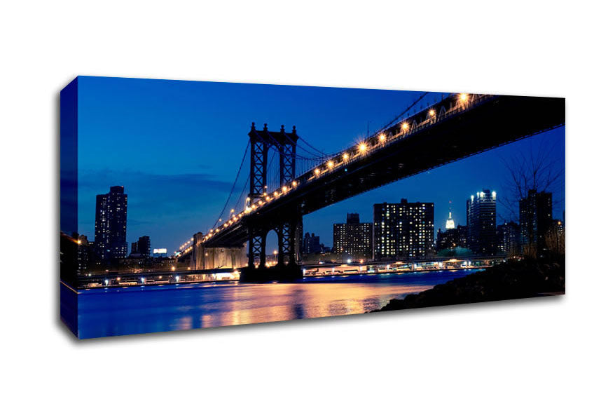 Picture of Brooklyn Bridge Peach Glow Panoramic Canvas Wall Art