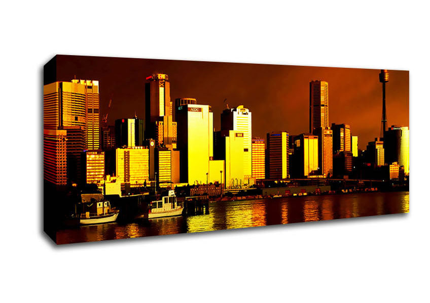 Picture of Chicago Brown Panoramic Canvas Wall Art