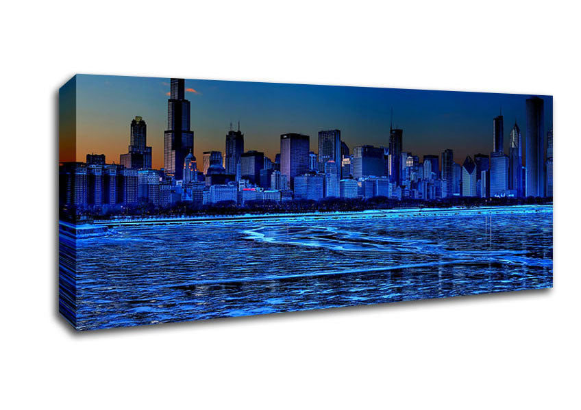 Picture of Chicago Ice Blue Waters Panoramic Canvas Wall Art