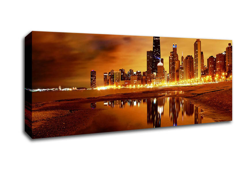 Picture of Chicago Late Evening Panoramic Canvas Wall Art