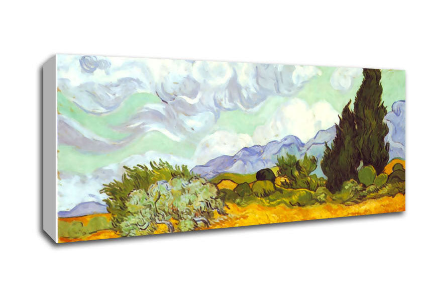 Picture of Van Gogh Cornfield With Cyprusses Panoramic Canvas Wall Art