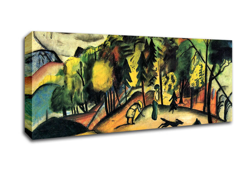 Picture of August Macke Forest Walk Panoramic Canvas Wall Art