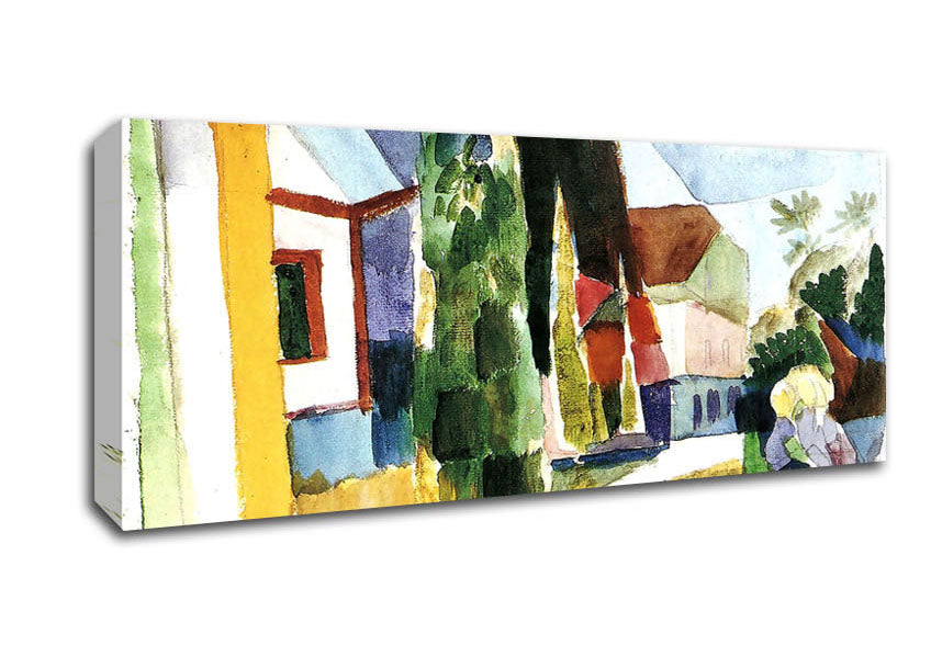 Picture of August Macke Our Garden On The Lake 5 Panoramic Canvas Wall Art