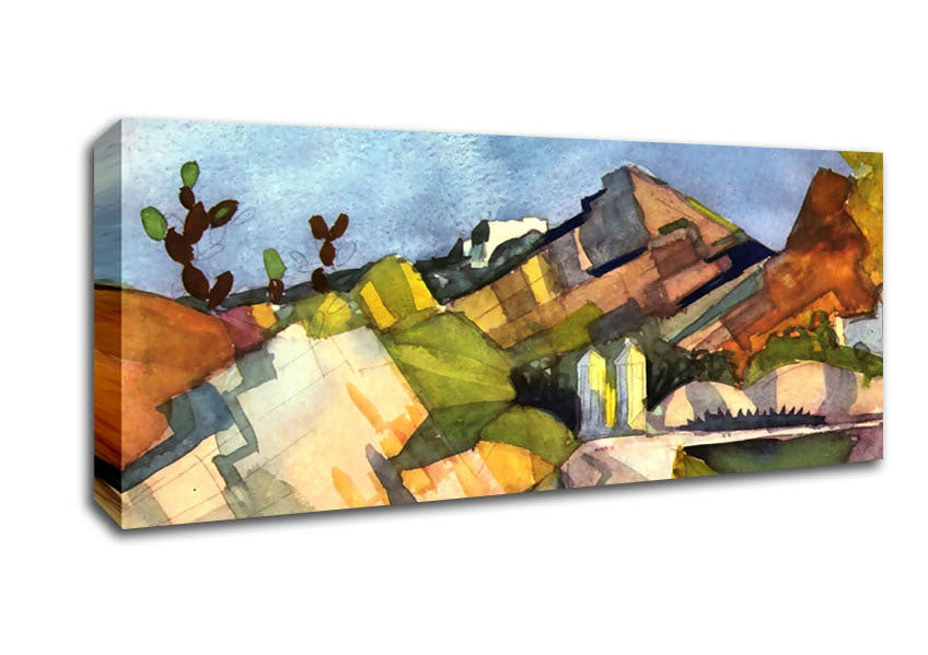 Picture of August Macke Rocky Landscape Panoramic Canvas Wall Art