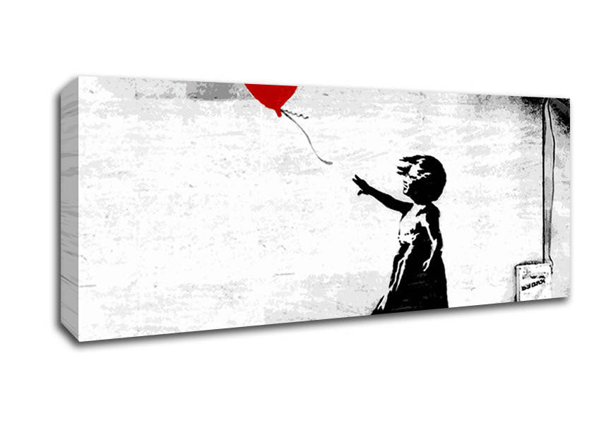 Picture of Balloon Girl Love Heart Panoramic Canvas Wall Art