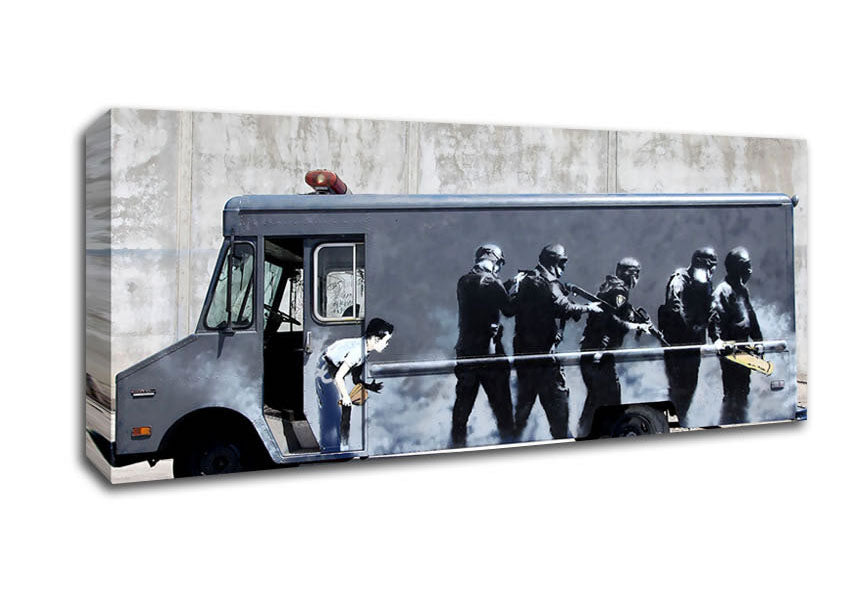 Picture of Banksy Swat Truck Panoramic Canvas Wall Art