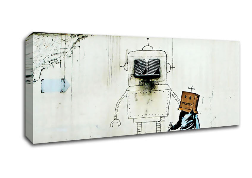 Picture of Box Head Robot Panoramic Canvas Wall Art