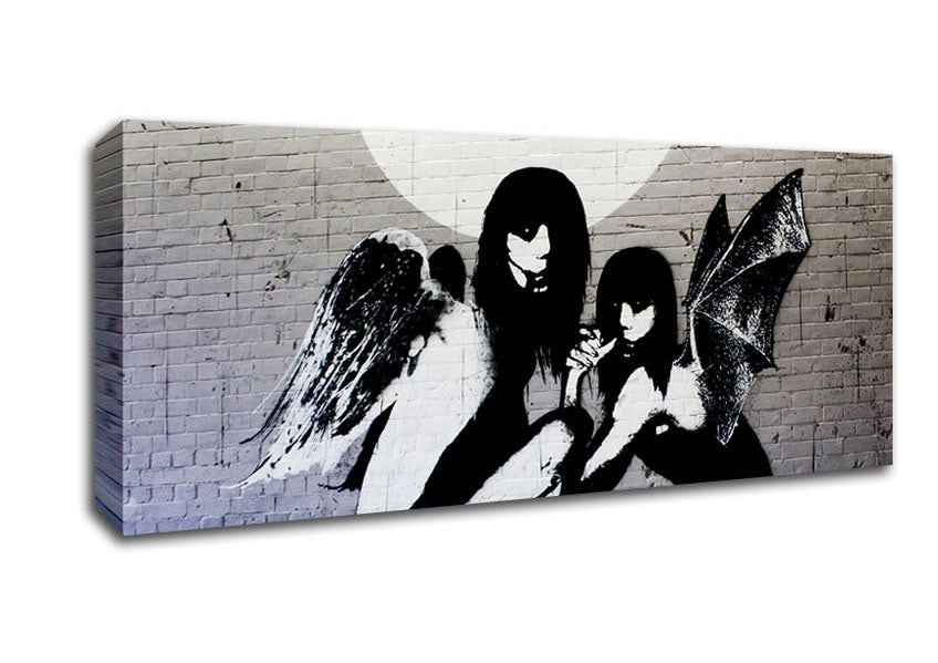 Picture of Angels In Moonlight Panoramic Canvas Wall Art