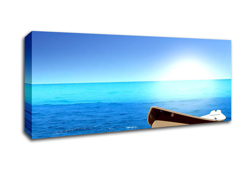 Picture of Boat Ready For The Morning Sun Panoramic Canvas Wall Art