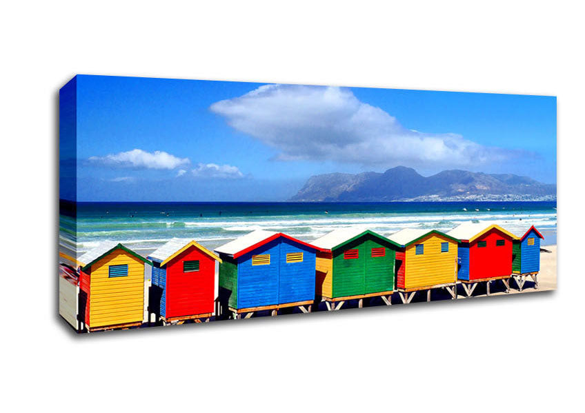 Picture of Beach Huts 2 Panoramic Canvas Wall Art