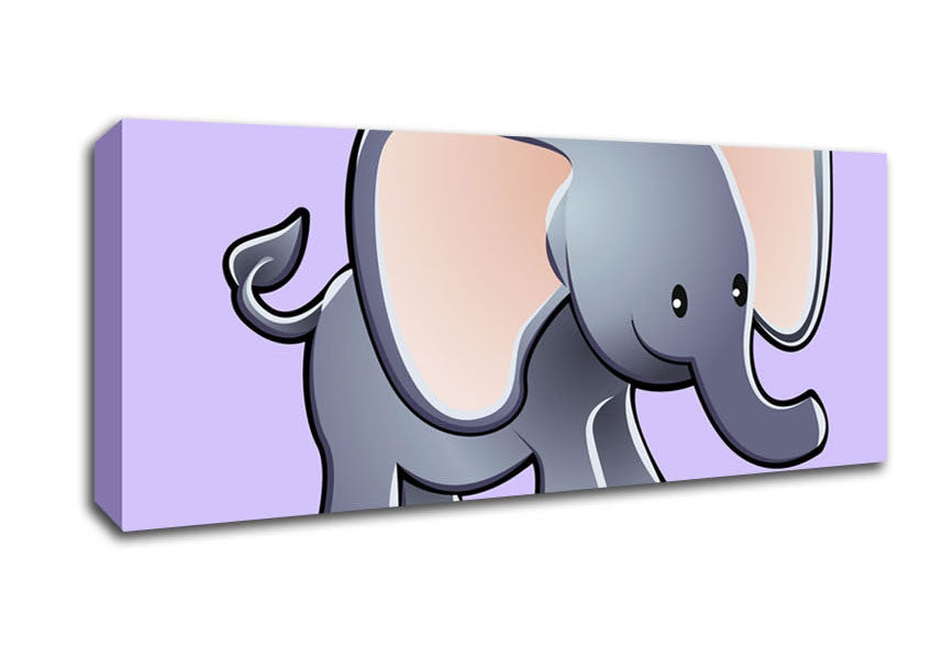 Picture of Big Eared Elephant Lilac Panoramic Canvas Wall Art